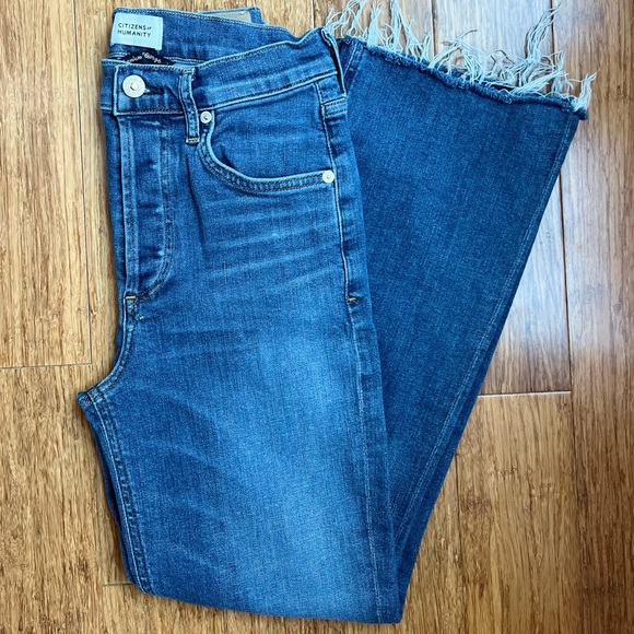 Citizens of Humanity Jeans Isola Cropped Boot Button Fly Raw Hem Size 25 - Picture 2 of 12